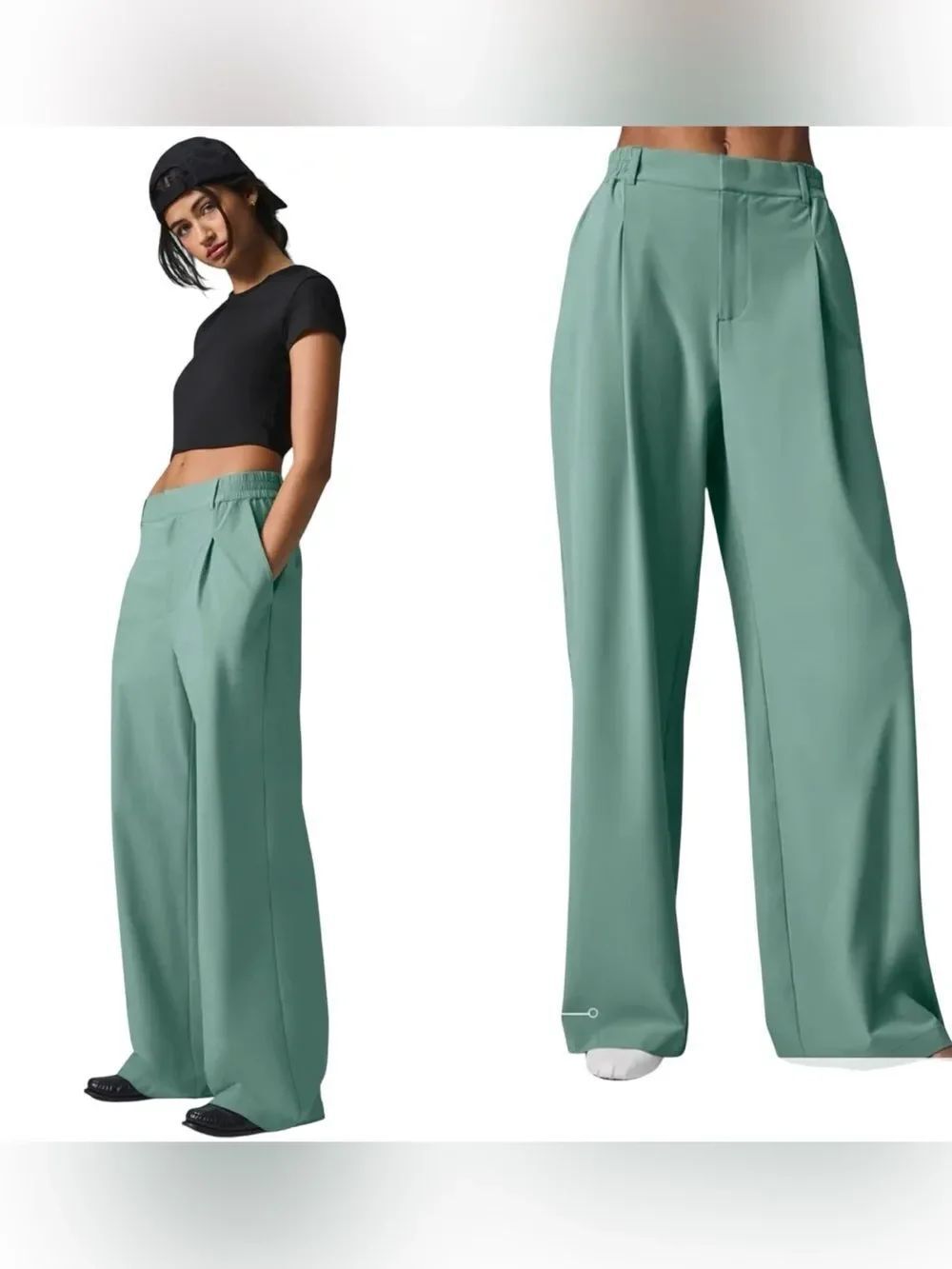 ALO YOGA wide leg trousers in teal